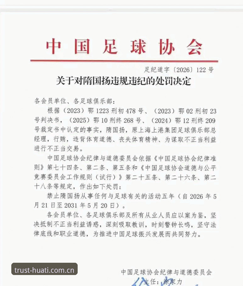 华体汇账号 足协公布第三批禁足名单,65人受罚创中国足球反腐新纪录